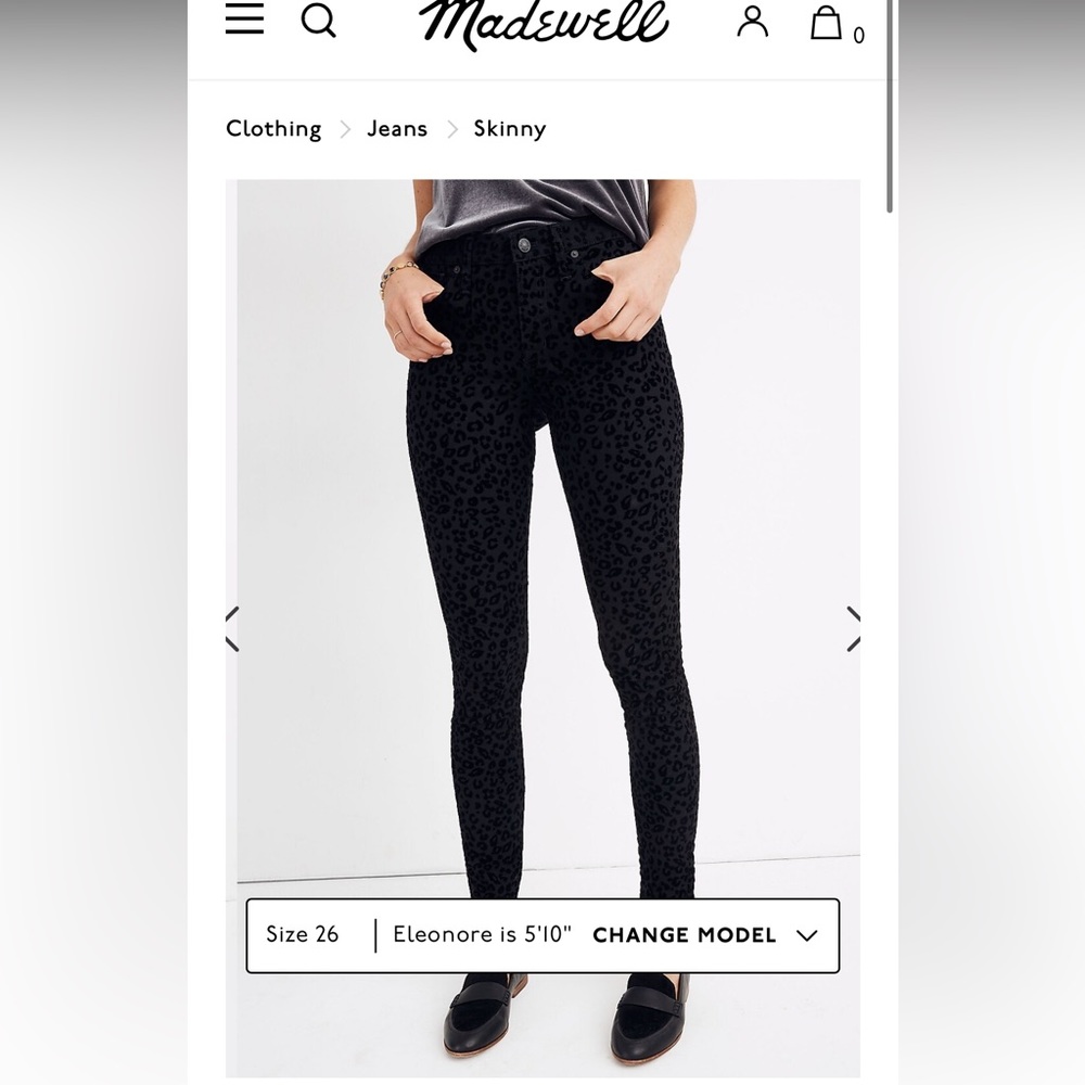 Madewell black velvet leopard print jeans